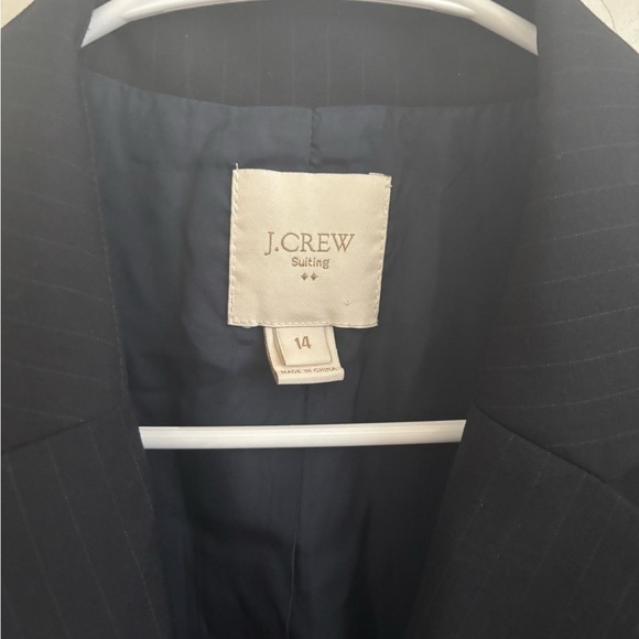 J.Crew Blazer Suiting Women’s Wool Size 14 Black Pinstriped Two Button #A7830 - Picture 2 of 6